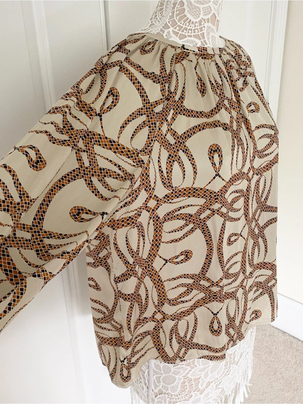 Richard Allen x H&M Snake Print Blouse, Sz 12